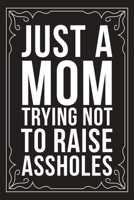 Just a Mom Trying Not to Raise Assholes: Sarcastic blank lined journal, Funny 6X9 gift notebook for Mom, Best Friend, Coworkers. (great alternative to a card) 1712066692 Book Cover