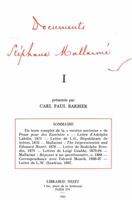Documents Stephane Mallarme I 2707801496 Book Cover