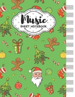 Music Sheet Notebook: Blank Staff Manuscript Paper with Christmas Themed Cover Design 1704118808 Book Cover