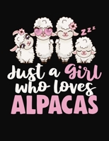 Just A Girl Who Loves Alpacas Notebook: Black Alpaca Notebook For Girls 8.5x11 1706817266 Book Cover