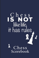 Chess Scorebook - 100 Games - 90 moves: Chess notation books | Chess recording book | 101 pages, 6"x9" | Chess notebook | Paperback | purple background quote : Chess is not like life, it has rules 1674217919 Book Cover