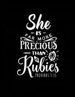 She is Far More Precious Than Rubies: Christian Bible 3 Year, Monthly Yearly Planner, 36 Month Notebook Journal Dated Agenda Appointment Calendar Organizer Book Black Cover 1707958157 Book Cover