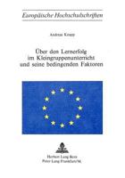 Ueber Den Lernerfolg Im Kleingruppenunterricht Und Seine Bedingenden Faktoren 3261016639 Book Cover