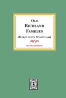 Old RICHLAND Families 1639140239 Book Cover