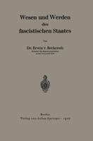 Wesen Und Werden Des Fascistischen Staates 3642988474 Book Cover