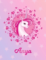 Anya: Anya Magical Unicorn Horse Large Blank Pre-K Primary Draw & Write Storybook Paper Personalized Letter A Initial Custom First Name Cover Story Book Drawing Writing Practice for Little Girl Use im 1704321131 Book Cover