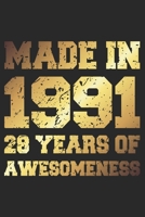 28 Years Of Awesomeness: Blank Lined Journal, Golden, Happy 28th Birthday Notebook, Diary, Logbook, Perfect Gift For 28 Year Old Boys And Girls 1700619683 Book Cover