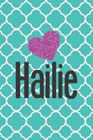 Hailie: Personalized Turquoise Lattice and Purple Heart Themed Journal for Girls and Women with the Name Hailie. 1092303391 Book Cover