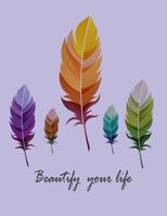 Beautify your life: Feathers On The Purple Cover Notebook Journal Diary, This notebook journal with 110 pages (8.5 x 11) inches,bulletdot 36pages, ... 38pages, 1717073298 Book Cover