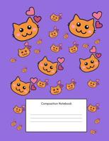 Composition Notebook: Maths Notebook For Elementary School Kids, (7.44x9.69 Inches, 100 Pages, 4x4 Graph Quad,Squared Grid Paper), 2nd, 3rd, 4th, 5th, 6th, Grade, Girls and Boys, Purple Cats Design 172234279X Book Cover