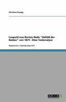 Leopold von Rankes Rede Gef?hl der Nation von 1871 - Eine Textanalyse 3640538641 Book Cover