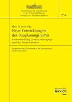 Neue Entwicklungen Des Bauplanungsrechts: Innenentwicklung, Zentrale Versorgungsbereiche, Private Initiativen 3939804339 Book Cover