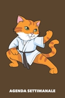 Agenda Settimanale: Gatto Karate A5 manoscritto floreale - Agenda con Pianificatore Settimanale 52 settimane per Proprietario del Gatto (marrone) (Italian Edition) 1689898631 Book Cover