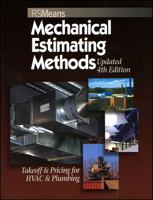 Mechanical Estimating Methods: Takeoff & Pricing for Hvac & Plumbing (Means Mechanical Estimating Methods) 0876290179 Book Cover