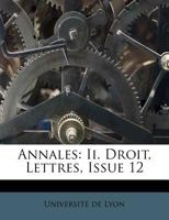 Annales: Ii. Droit, Lettres, Issue 12 1178788563 Book Cover