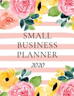 Small Business Planner 2020: Monthly Planner and Organizer 2020 with sales, expenses, budget, goals and more. Ideal for entrepreneurs, moms, women. 8.5 x 11in 120 pages stripes in coral and yellow 1703727886 Book Cover