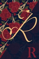 R: Floral personalized initial monogram R with vintage style Eiffel tower design lined journal & diary to write in for women and girls, also great as a valentine gift. 1674771916 Book Cover