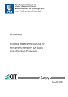 Integrale Restwarmenutzung Fur Personenkraftwagen Auf Basis Eines Rankine-Prozesses 3832552952 Book Cover