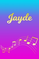 Jayde: Sheet Music Note Manuscript Notebook Paper Pink Blue Gold Personalized Letter J Initial Custom First Name Cover Musician Composer Instrument Composition Book 12 Staves a Page Staff Line Notepad 1706644000 Book Cover