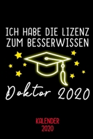 Kalender 2020 Doktor: Jahreskalender 2020 Doktor als Geschenk f�r Doktoranden / DIN A5 - 6x9 Zoll 120 Seiten / Terminkalender zum Doktortitel 2020 1671272617 Book Cover