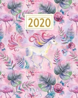 2020: Planner & Diary: Weekly & Monthly View :Flamingo & Unicorn, Vintage Floral Watercolor Pink with Palm Leaves & Roses Magical: Romantic Planner ... 2020 (2020 Kitsch Calendars Planners) 1695240235 Book Cover