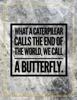 What a caterpillar calls the end of the world, we call a butterfly.: Marble Design 100 Pages Large Size 8.5" X 11" Inches Gratitude Journal And Productivity Task Book 1087831156 Book Cover