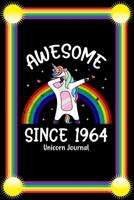 Awesome Since 1964: Dabbing Unicorn Notebook And Journal To Write In For 55 Year Old Boy Girl - 6x9 Unique Diary - 120 Blank Lined Pages - Happy 55th Birthday Gift Composition Book 1704403286 Book Cover