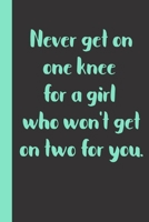Never get on one knee for a girl who won't get on two for you: Gift or Surprise Present for Adults cheerful saying for couples and lovers B083XX4WZ2 Book Cover