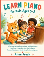 Learn Piano For Kids Ages 5–8: A Fun Step-by-Step Beginner Guide with Easy Lessons, Music Theory, Finger Exercises, Rhythm Games, Practice Activities, and Simple Songs for Young Beginners B0HC1K91HJ Book Cover