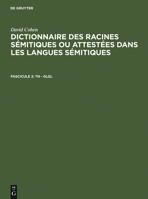 Dictionnaire des Racines Sémitiques ou Attestées dans les Langues Sémitiques 3111208370 Book Cover