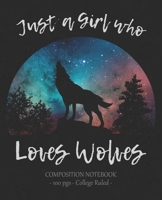 JUST A GIRL WHO LOVES WOLVES Composition Notebook: College Ruled School Journal Diary Wolf Lover Gift 1704817048 Book Cover