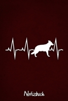 Notizbuch: Rotes kariertes Deutscher Schäferhund Herzschlag Hunde Notizheft ca DIN A5 weiß kariert 110 Seiten (German Edition) 1650214855 Book Cover