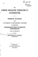 de Codicis Isocratei Urbinatis Auctoritate 1530634954 Book Cover