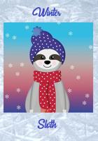 Winter Sloth: Deluxe 7 x 10 inch wide ruled notebook - Cute cover of sloth in winter clothes on icy background 1079836853 Book Cover