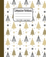 Composition Notebook: 7.5x9.25 Wide Ruled | Christmas Trees and Snowflakes on White 1678532045 Book Cover