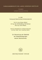 Zur Berechnung Der Stabilitat Der Gestellbewegungen Ebener Mechanismen 3531030353 Book Cover