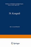 58. Kongress: Gehalten Zu Wiesbaden (Mit Hamatologen) Vom 21. Bis 26. April 1952 3642538185 Book Cover