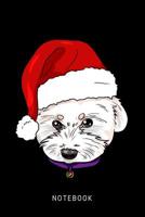 Notebook: Happy Maltese Dog Wearing A Christmas Hat 1076942342 Book Cover