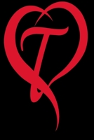 Monogram Initial Letter T Adorable Heart Red and Black:: In My Heart letter initial Personalized Name Letter T, Cute funny gift for Girlfriend ... for Home School College for Writing Notes. 1660025451 Book Cover