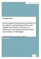 Wiedereingliederung Psychisch Kranker in Den Arbeits- Und Lebensprozess ALS Eine Aufgabe Des Projekts Job Clean in Horizonte Des Landesverbandes Arbeit Und Soziales E. V. Thuringen 3838627709 Book Cover