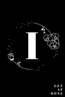 Simple Black Initial Letter I Notebook with Rose Floral Journal for Women, Girls Birthday Gift and School: Lined Notebook / Journal Gift, 120 Pages, 6x9, Soft Cover, Matte Finish 1677325569 Book Cover