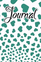 Journal: Blue Green Tropical Falling Hearts 1657926982 Book Cover