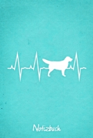 Notizbuch: Türkises kariertes Golden Retriever Herzschlag Hunde Notizheft ca DIN A5 weiß kariert 110 Seiten (German Edition) 1650282885 Book Cover