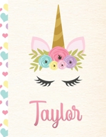 Taylor: Personalized Unicorn Primary Handwriting Notebook For Girls With Pink Name Dotted Midline Handwriting Practice Paper Kindergarten to Early Childhood Grades K-2 Composition School Exercise Book 1695460294 Book Cover