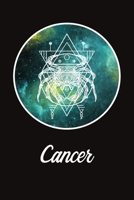 Zodiac Journal: Beautiful Cancer Line Drawing With Sacred Geometry Accent On A Yellow and Green Constellation 1692569430 Book Cover