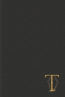 T: Professional Personalized Gold Initial T, Office or Home Journal with Dark Faux Leather-look Printed Cover 1702402525 Book Cover