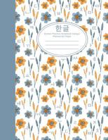 Korean Practice Notebook Hangul Manuscript Paper: Blue Orange Floral Cover 1796687480 Book Cover