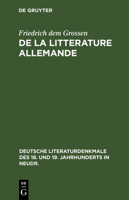 de la Litterature Allemande 3112367154 Book Cover