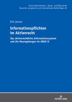 Informationspflichten im Aktienrecht: Das aktienrechtliche Informationssystem und die Neuregelungen im ARUG II 3631921314 Book Cover
