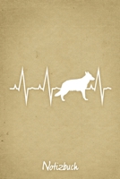 Notizbuch: Beiges Punktraster Deutscher Schäferhund Herzschlag Hunde Notizheft ca DIN A5 weiß punktiert 110 Seiten (German Edition) 1650223102 Book Cover
